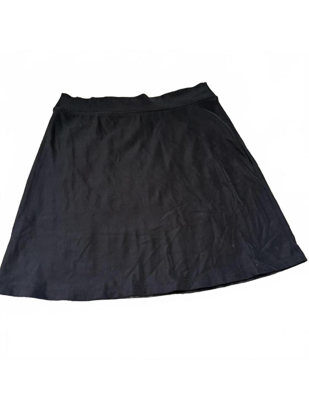 Womens Black A Line Mini Skater Skirt Stretch Pull On Waist Size Medium Approx